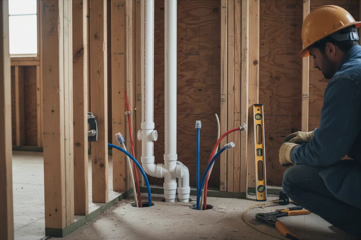 Drain and supply rough-in during Toilet Repair and Installation in Brooks