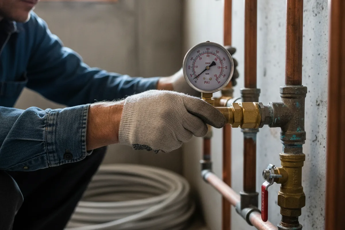 Pressure testing a repaired line during Water Line Repair in Brooks